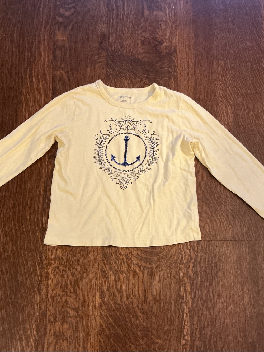 J. Crew Yellow Long-Sleeve Tee with Navy Anchor Crest